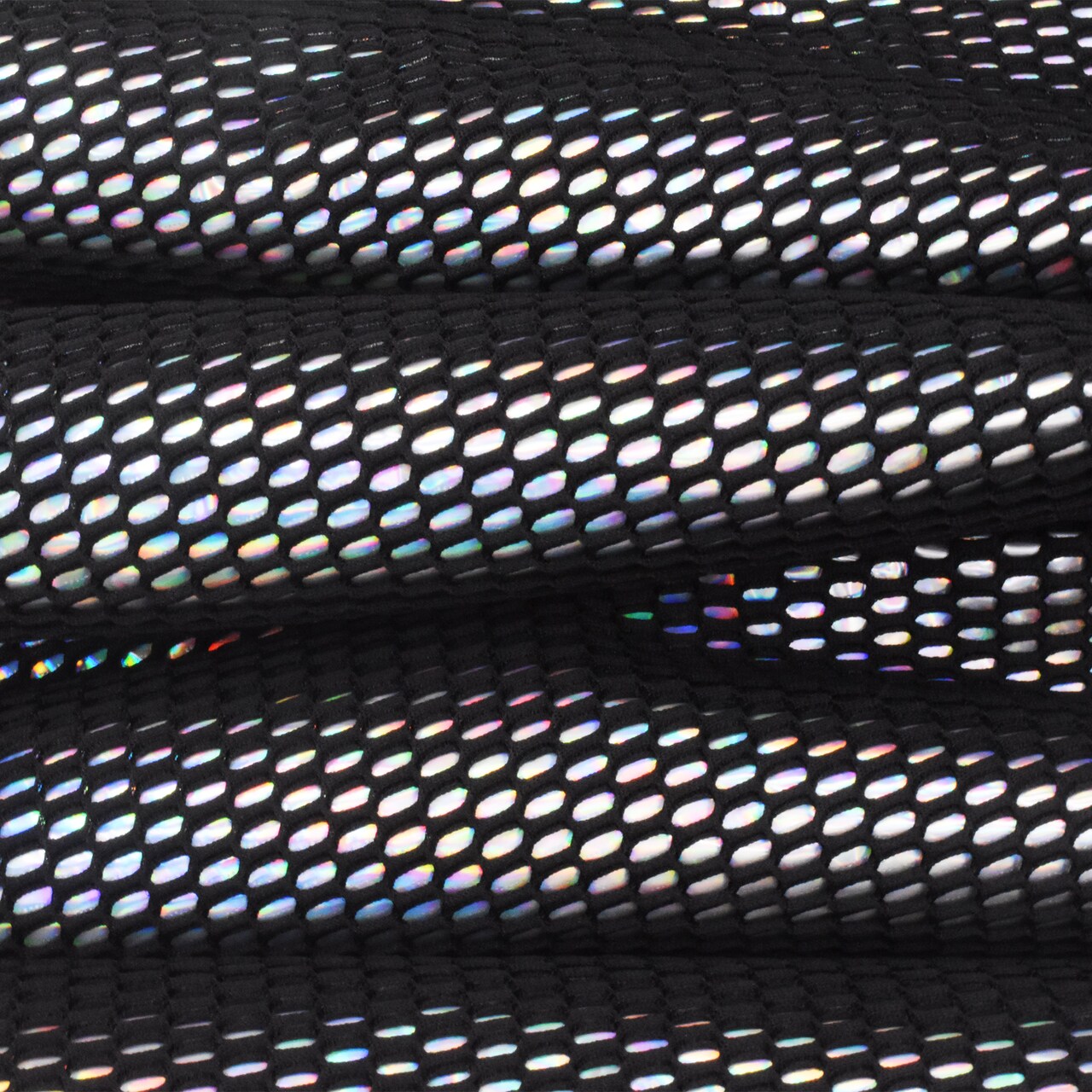 Basic Black-Iridescence Famous Maker Bonded Stiff 3D Mesh Fabric By the Yard